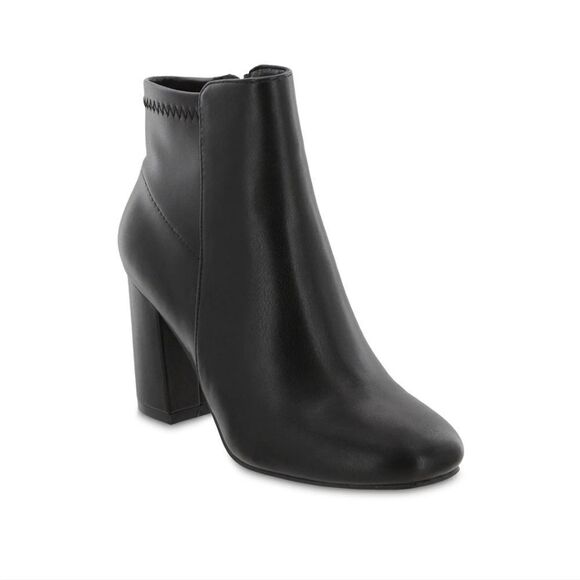 New MIA CARLA - BLACK vegan leather square toe, stacked heel, side zipper 10 - Picture 1 of 5